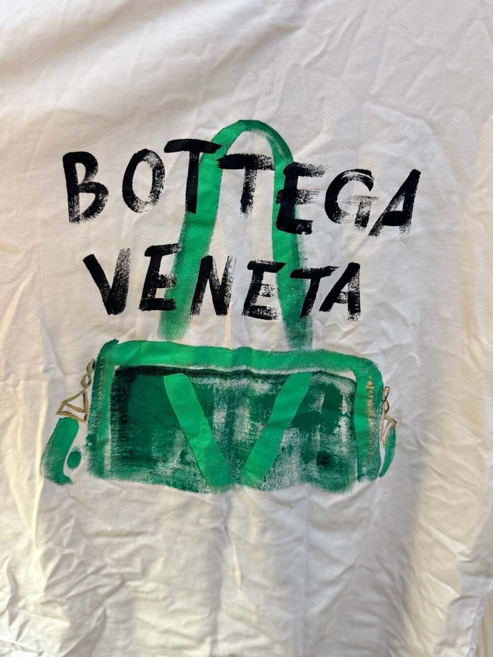 Green Cassette Bag Graphic Print White T-Shirt